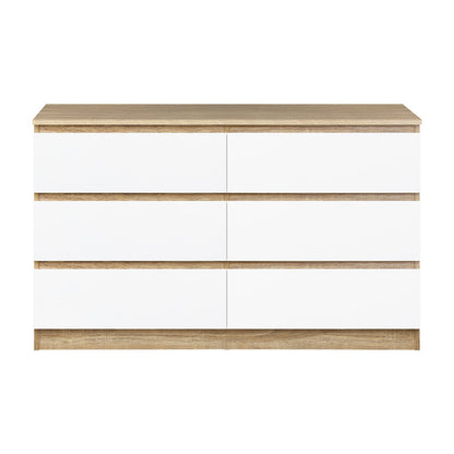 Oikiture 6 Chest of Drawers Tallboy Cabinet Dresser Table Wooden White Furniture-Chest of Drawers-PEROZ Accessories
