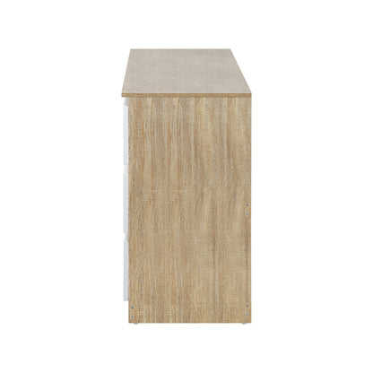 Oikiture 6 Chest of Drawers Tallboy Cabinet Dresser Table Wooden White Furniture-Chest of Drawers-PEROZ Accessories