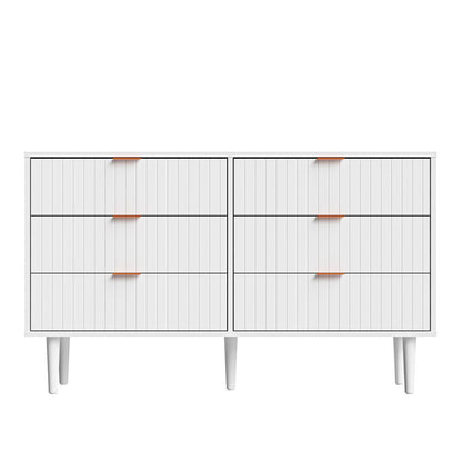 Oikiture 6 Chest of Drawers Lowboy White Gold-Chest of Drawers-PEROZ Accessories