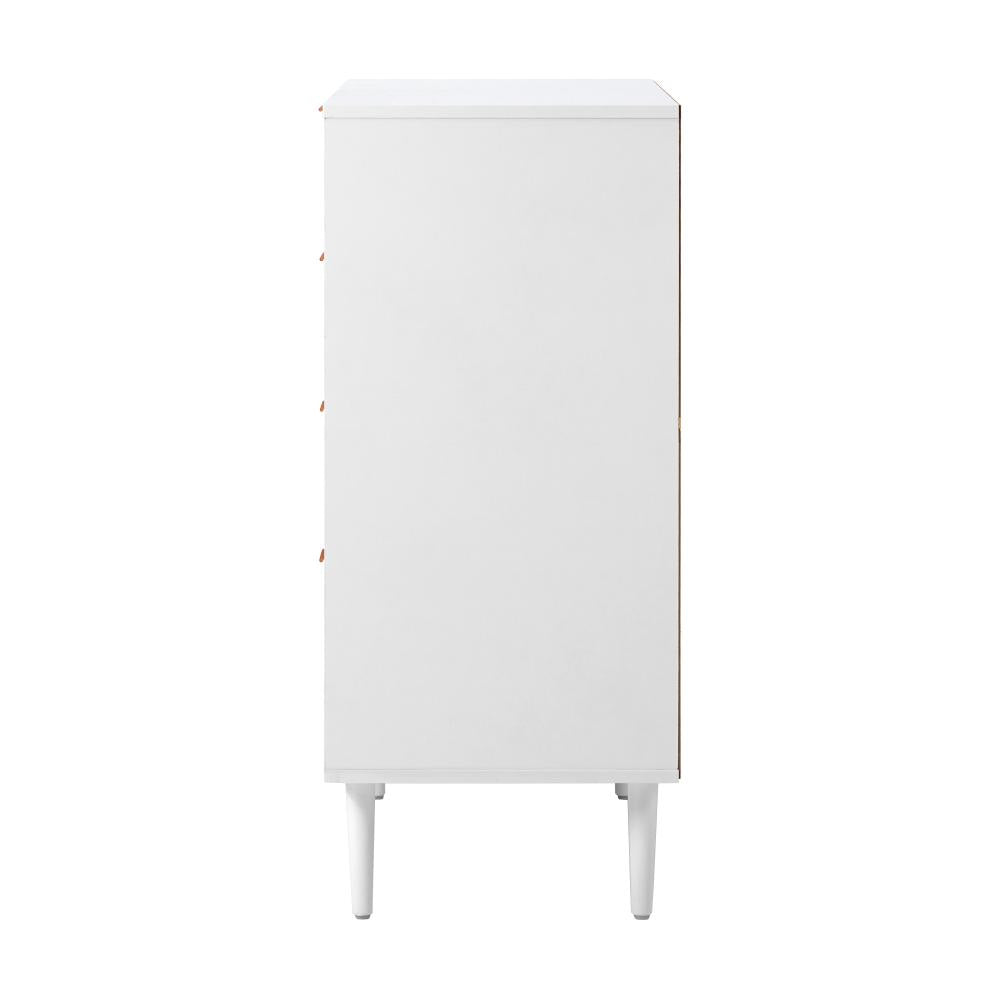 Oikiture 6 Chest of Drawers Lowboy White Gold-Chest of Drawers-PEROZ Accessories