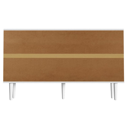 Oikiture 6 Chest of Drawers Lowboy White Gold-Chest of Drawers-PEROZ Accessories