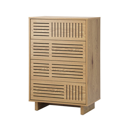 Oikiture 4 Chest of Drawers Storage Cabinet Dresser Tallboy Natural-Chest of Drawers-PEROZ Accessories