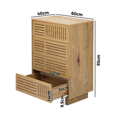 Oikiture 4 Chest of Drawers Storage Cabinet Dresser Tallboy Natural-Chest of Drawers-PEROZ Accessories