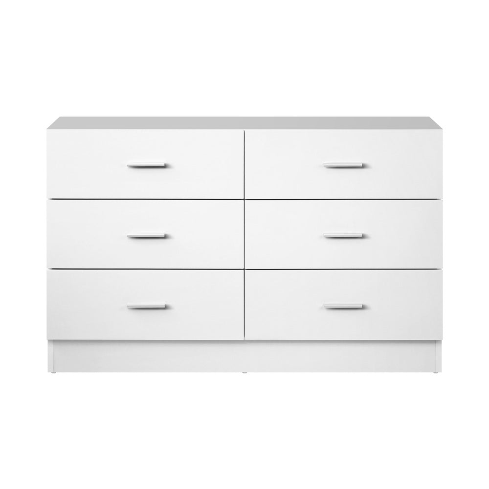Oikiture 6 Chest of Drawers Tallboy Dresser Table Lowboy Storage Cabinet White-Drawers-PEROZ Accessories