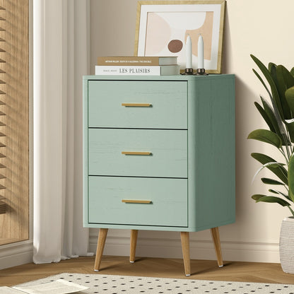 Oikiture 3 Chest of Drawers Tallboy Green-Chest of Drawerss-PEROZ Accessories