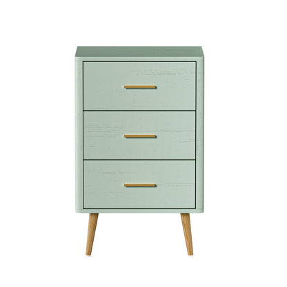 Oikiture 3 Chest of Drawers Tallboy Green-Chest of Drawerss-PEROZ Accessories