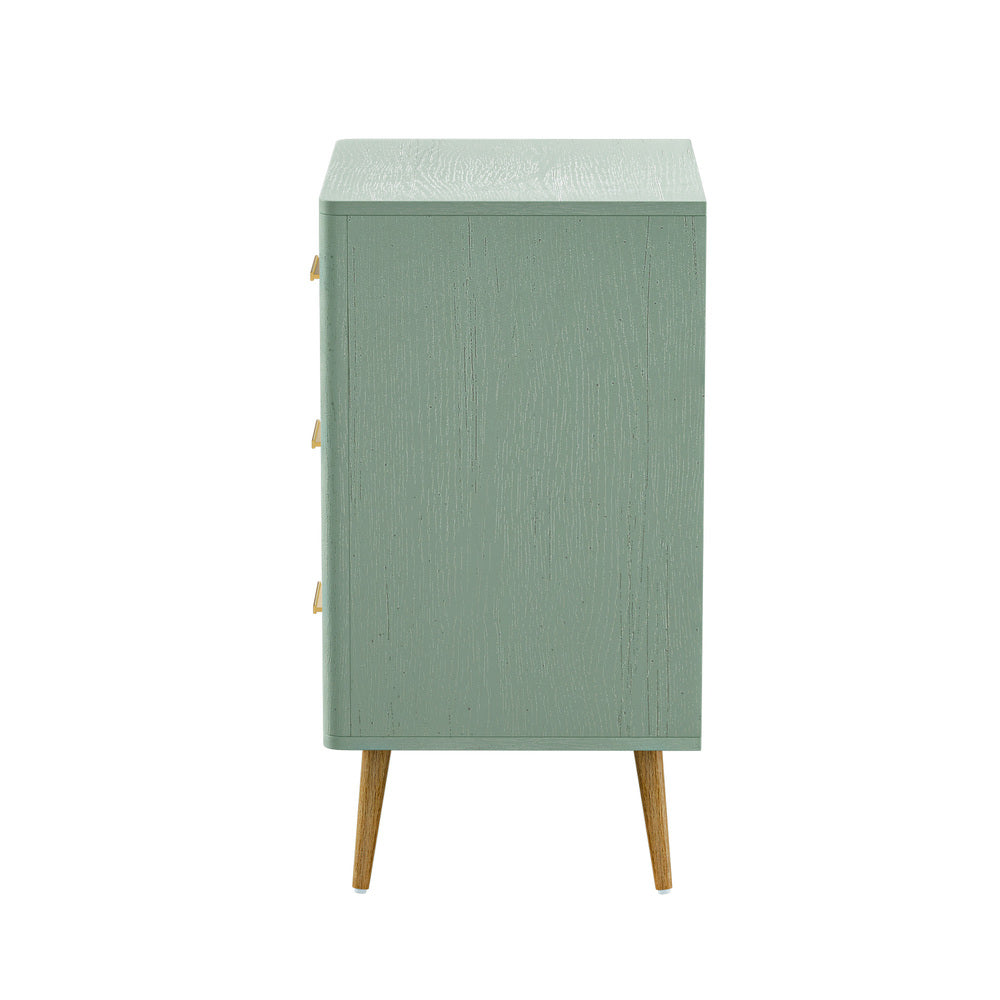 Oikiture 3 Chest of Drawers Tallboy Green-Chest of Drawerss-PEROZ Accessories