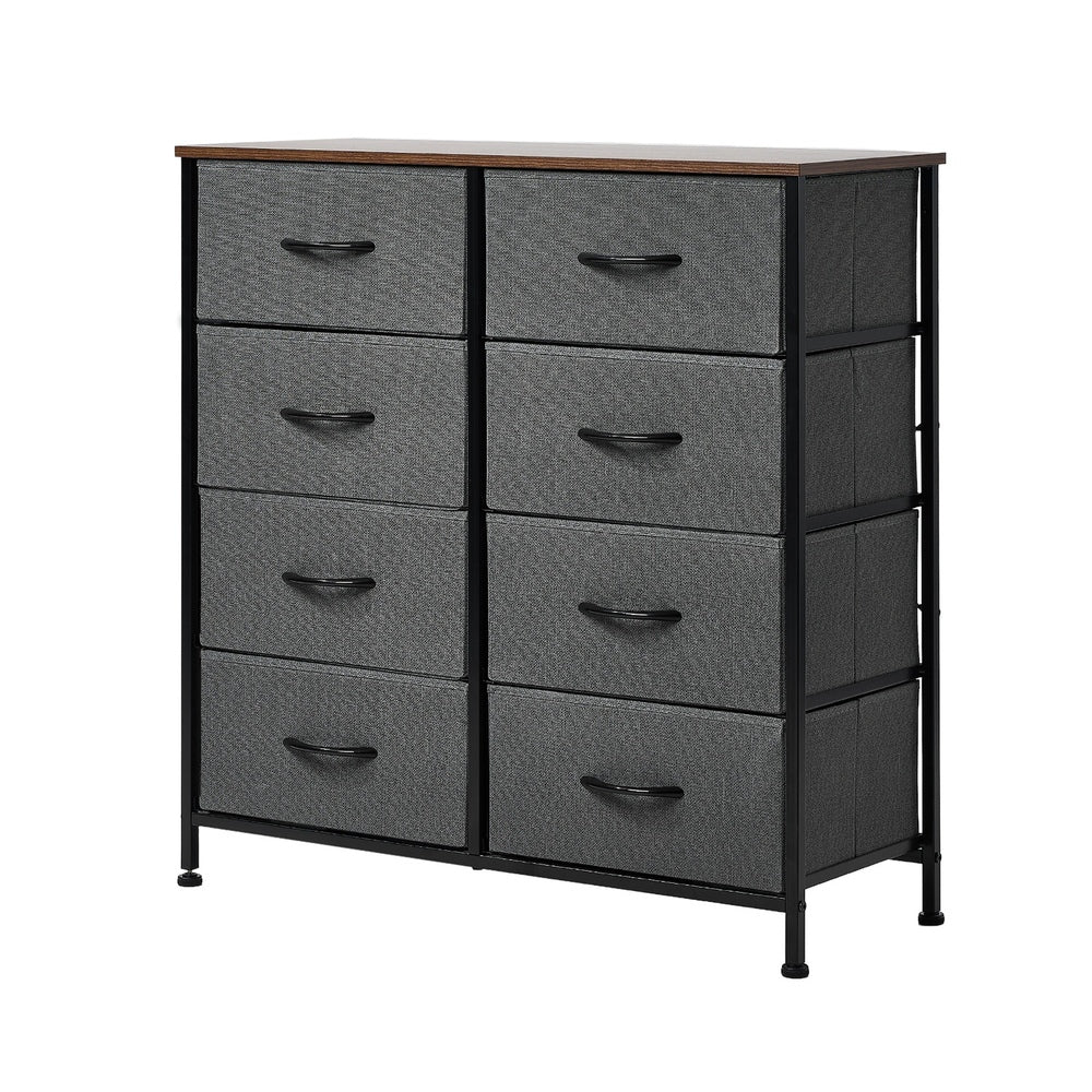 Oikiture 8 Chest of Drawers Fabric Grey Wooden Tabletop-Chest of Drawers-PEROZ Accessories