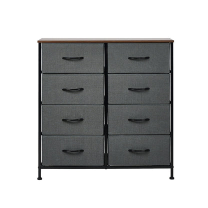 Oikiture 8 Chest of Drawers Fabric Grey Wooden Tabletop-Chest of Drawers-PEROZ Accessories