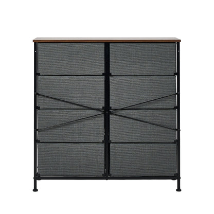 Oikiture 8 Chest of Drawers Fabric Grey Wooden Tabletop-Chest of Drawers-PEROZ Accessories