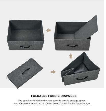 Oikiture 8 Chest of Drawers Fabric Grey Wooden Tabletop-Chest of Drawers-PEROZ Accessories