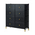 Oikiture 8 Chest of Drawers PU Fabric Black-Chest of Drawers-PEROZ Accessories