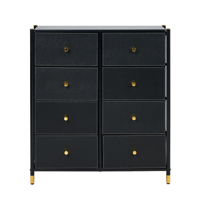 Oikiture 8 Chest of Drawers PU Fabric Black-Chest of Drawers-PEROZ Accessories