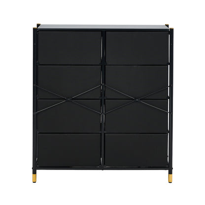 Oikiture 8 Chest of Drawers PU Fabric Black-Chest of Drawers-PEROZ Accessories