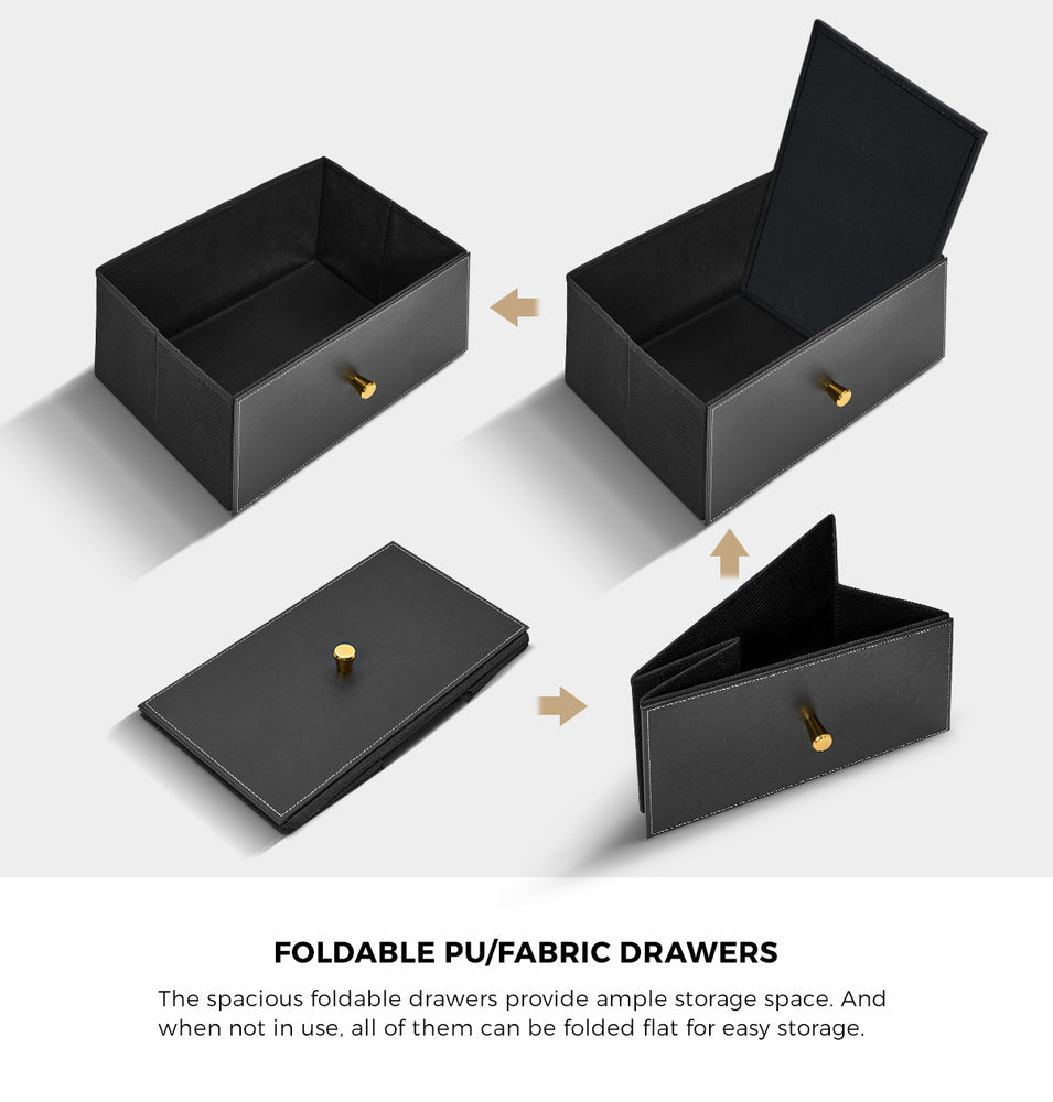 Oikiture 8 Chest of Drawers PU Fabric Black-Chest of Drawers-PEROZ Accessories