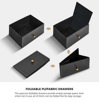 Oikiture 8 Chest of Drawers PU Fabric Black-Chest of Drawers-PEROZ Accessories