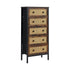 Oikiture 5 Chest of Drawers Rattan Fabric Dresser Tallboy-Chest of Drawers-PEROZ Accessories