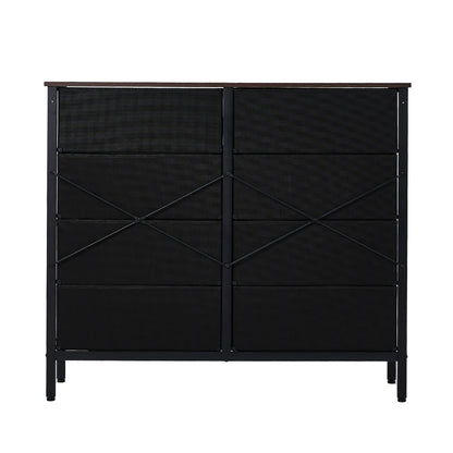 Oikiture 8 Chest of Drawers Rattan Fabric Dresser Tallboy-Chest of Drawers-PEROZ Accessories