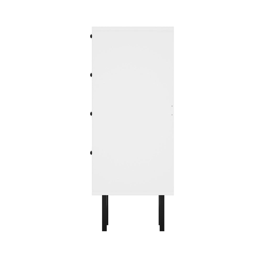 Oikiture 4 Chest of Drawers Tempered Glass Doors White-Chest of Drawers-PEROZ Accessories