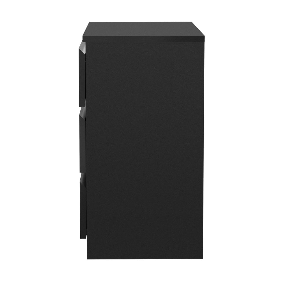 Oikiture 3 Chest of Drawers Lowboy Dresser Table Black-Chest of Drawers-PEROZ Accessories