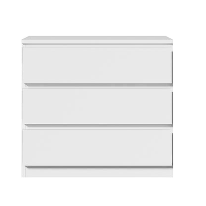 Oikiture 3 Chest of Drawers Lowboy Handle-Free White-Chest of Drawers-PEROZ Accessories