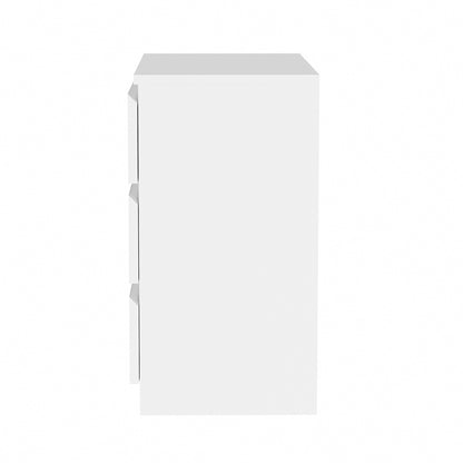 Oikiture 3 Chest of Drawers Lowboy Handle-Free White-Chest of Drawers-PEROZ Accessories