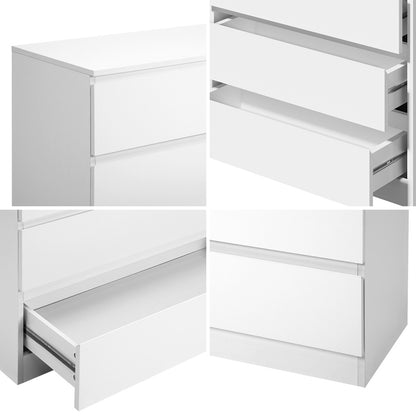 Oikiture 3 Chest of Drawers Lowboy Handle-Free White-Chest of Drawers-PEROZ Accessories