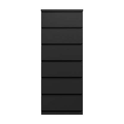 Oikiture 6 Chest of Drawers Tallboy Dresser Table Black-Chest of Drawers-PEROZ Accessories