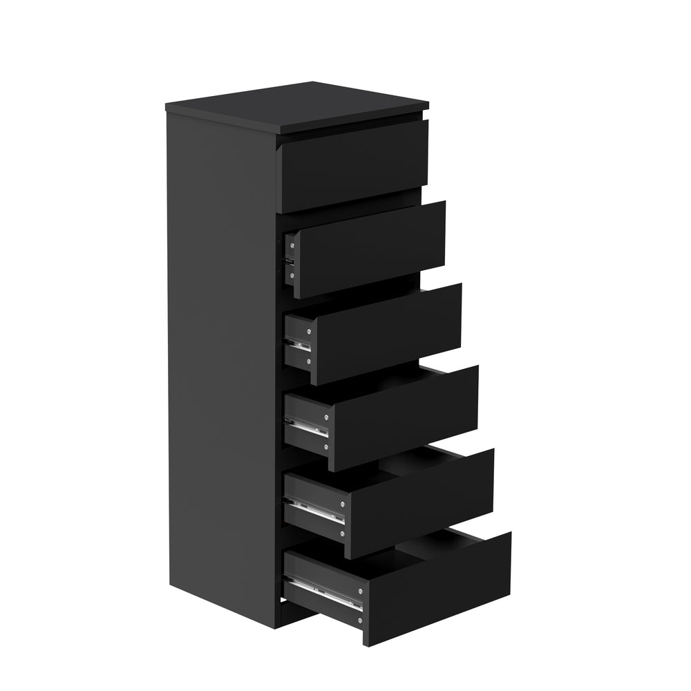 Oikiture 6 Chest of Drawers Tallboy Dresser Table Black-Chest of Drawers-PEROZ Accessories