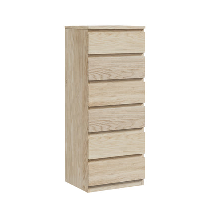 Oikiture 6 Chest of Drawers Tallboy Dresser Table Natural-Chest of Drawers-PEROZ Accessories