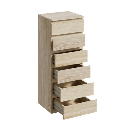 Oikiture 6 Chest of Drawers Tallboy Dresser Table Natural-Chest of Drawers-PEROZ Accessories