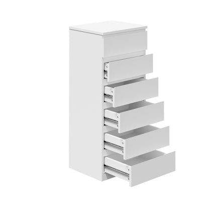 Oikiture 6 Chest of Drawers Lowboy Handle-Free White-Chest of Drawers-PEROZ Accessories