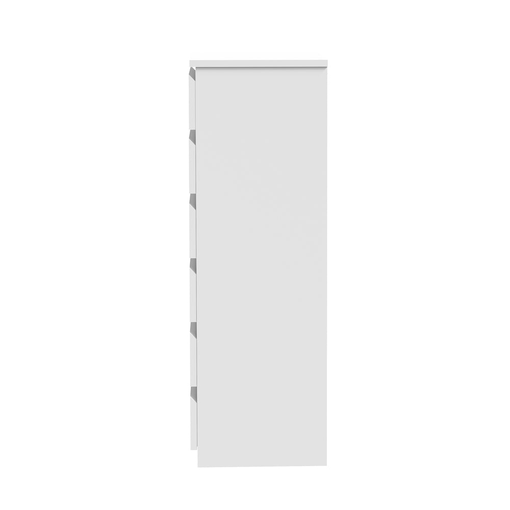 Oikiture 6 Chest of Drawers Lowboy Handle-Free White-Chest of Drawers-PEROZ Accessories