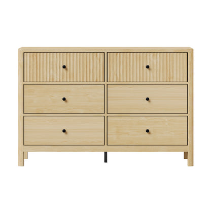 Oikiture 6 Chest of Drawers Dresser Tallboy Storage Cabinet Natural-Chest of Drawerss-PEROZ Accessories