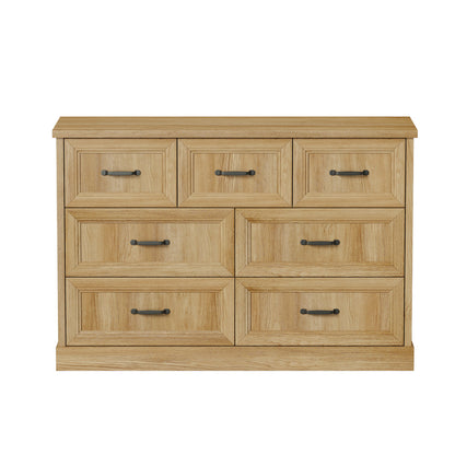 Oikiture 7 Chest of Drawers Bedside Dresser Tallboy Storage Natural-Chest of Drawers-PEROZ Accessories