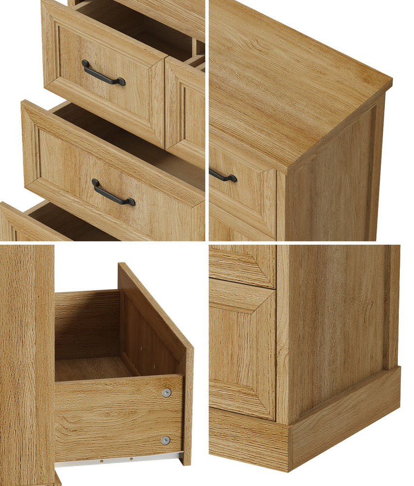 Oikiture 7 Chest of Drawers Bedside Dresser Tallboy Storage Natural-Chest of Drawers-PEROZ Accessories