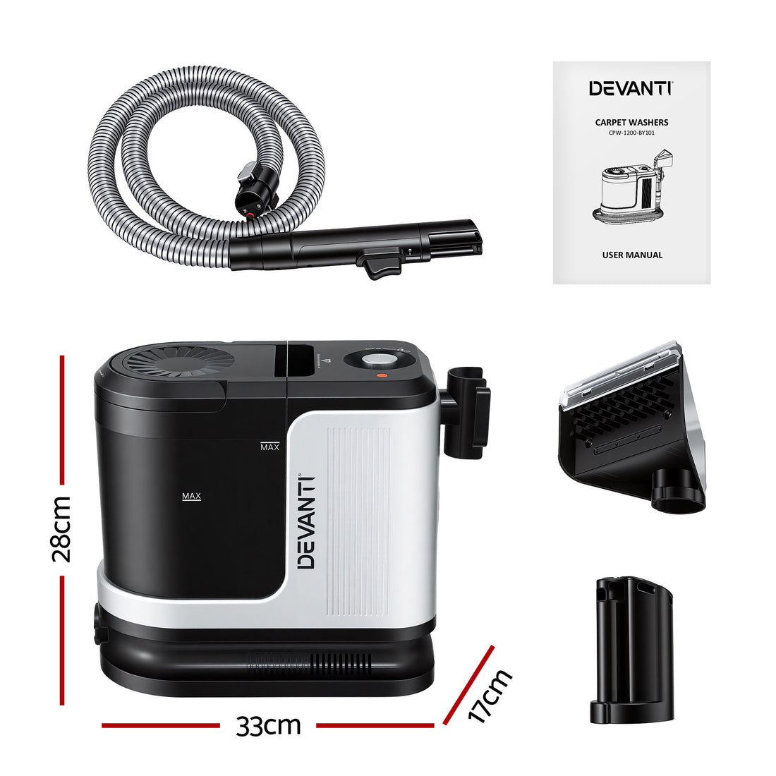Devanti Carpet Washer Vacuum Cleaner 600W 13kpa Hose Self-Cleaning Function-Auto Accessories > Auto Accessories Others > Automotive Cleaning-PEROZ Accessories