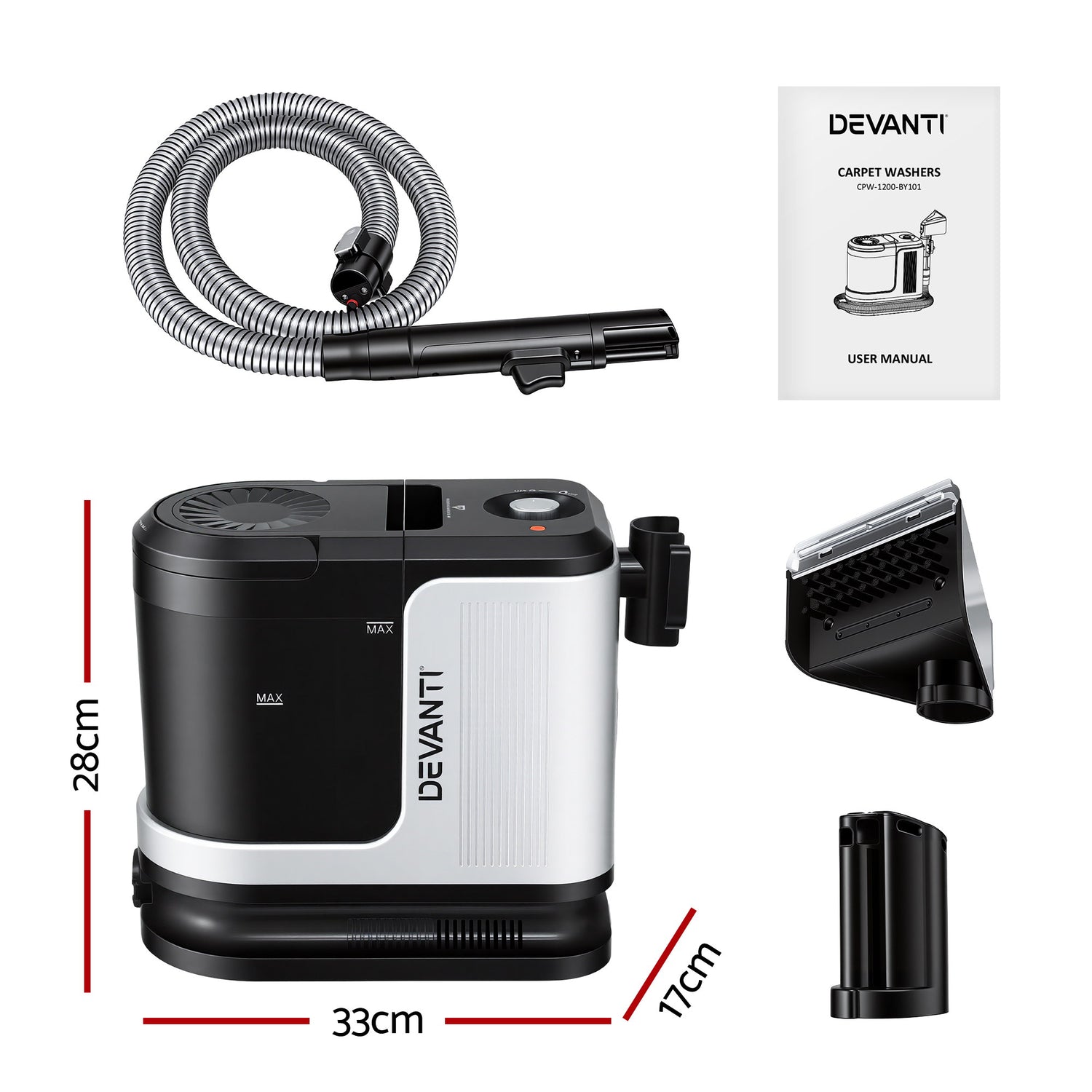 Devanti Carpet Washer Vacuum Cleaner 600W 13kpa Hose Self-Cleaning Function-Auto Accessories > Auto Accessories Others > Automotive Cleaning-PEROZ Accessories