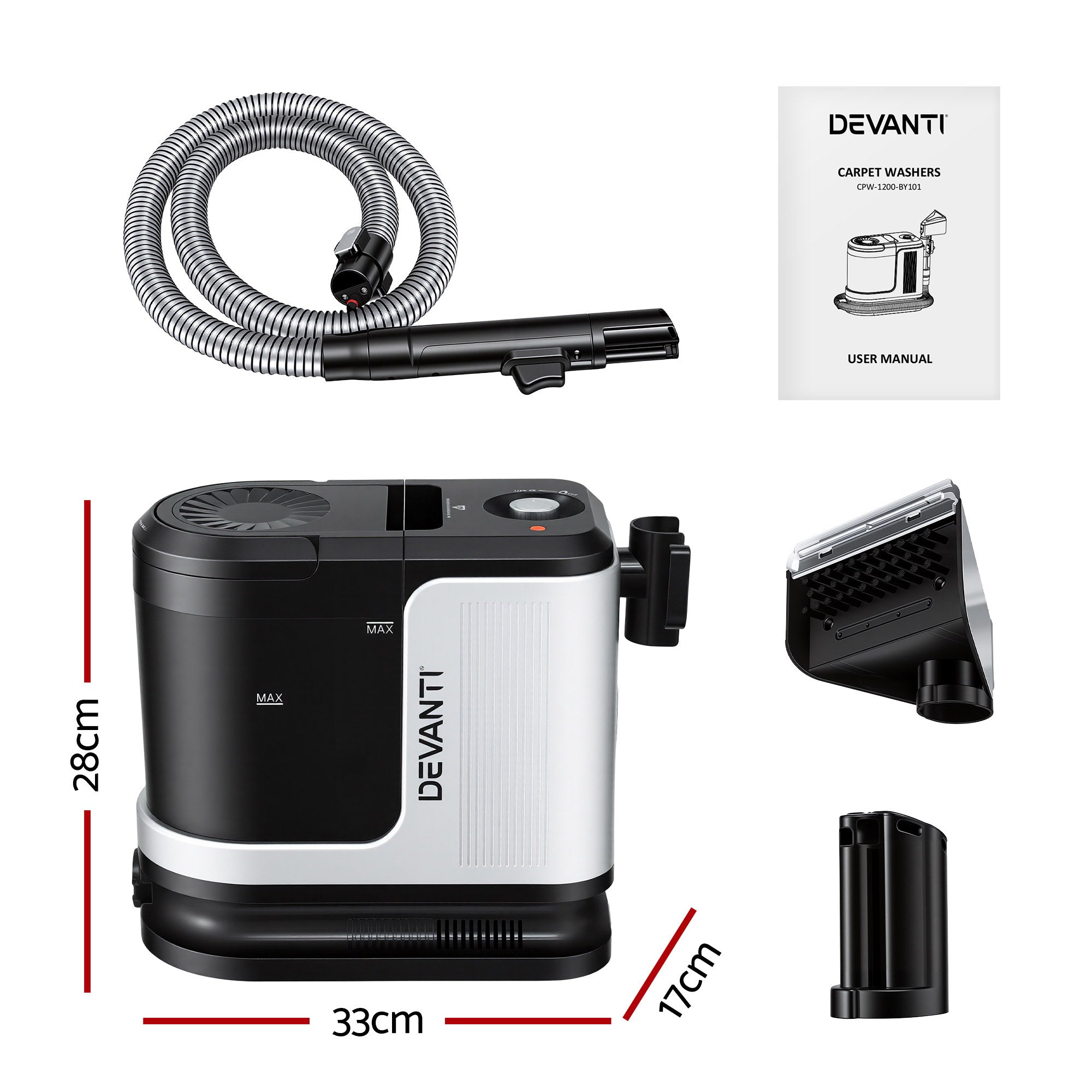 Devanti Carpet Washer Vacuum Cleaner 600W 13kpa Hose Self-Cleaning Function-Auto Accessories > Auto Accessories Others > Automotive Cleaning-PEROZ Accessories