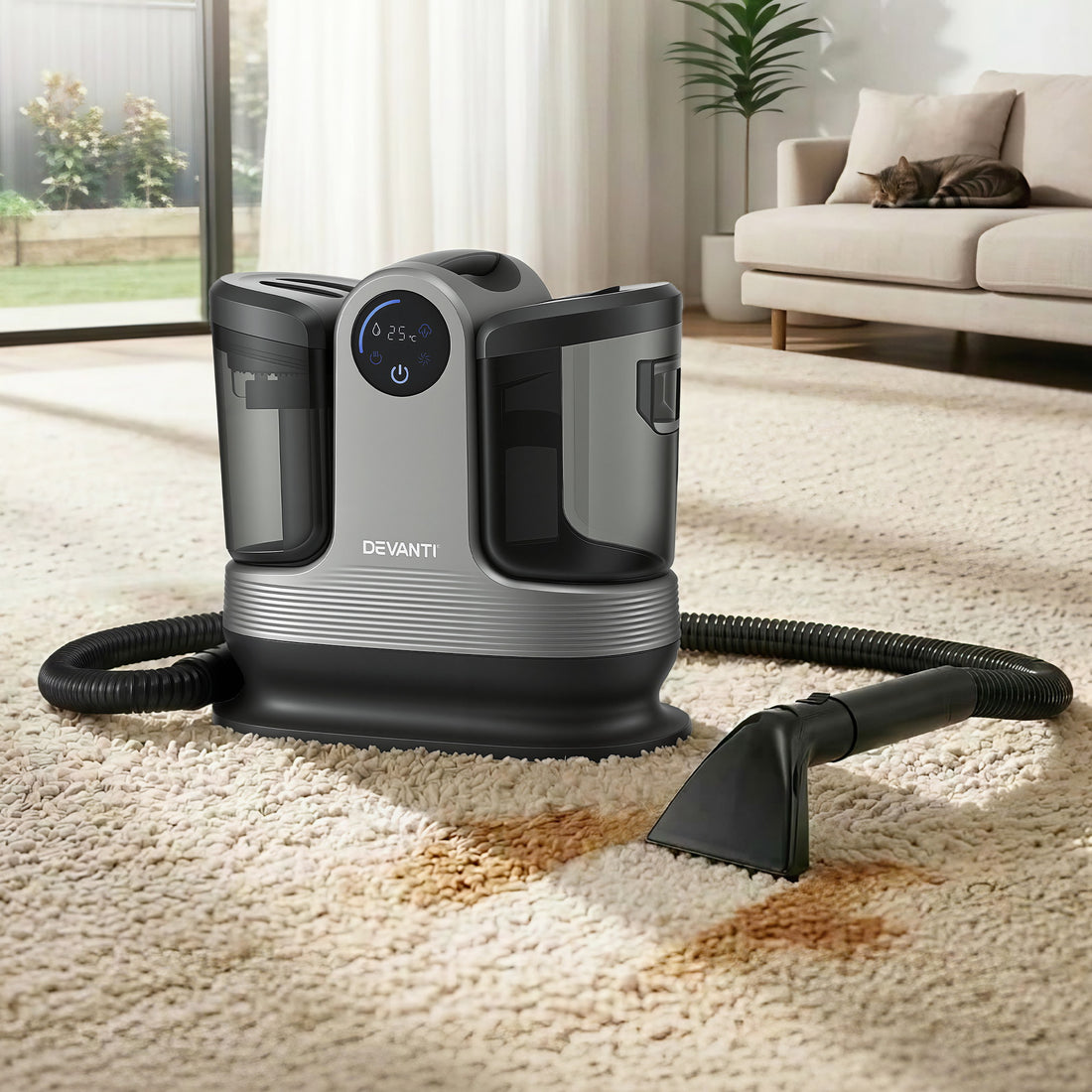 Devanti Carpet Washer Handheld Vacuum Cleaner 1700W 11kpa Rapid Heating Black-Appliances > Vacuum Cleaners > Stick Vacuums-PEROZ Accessories