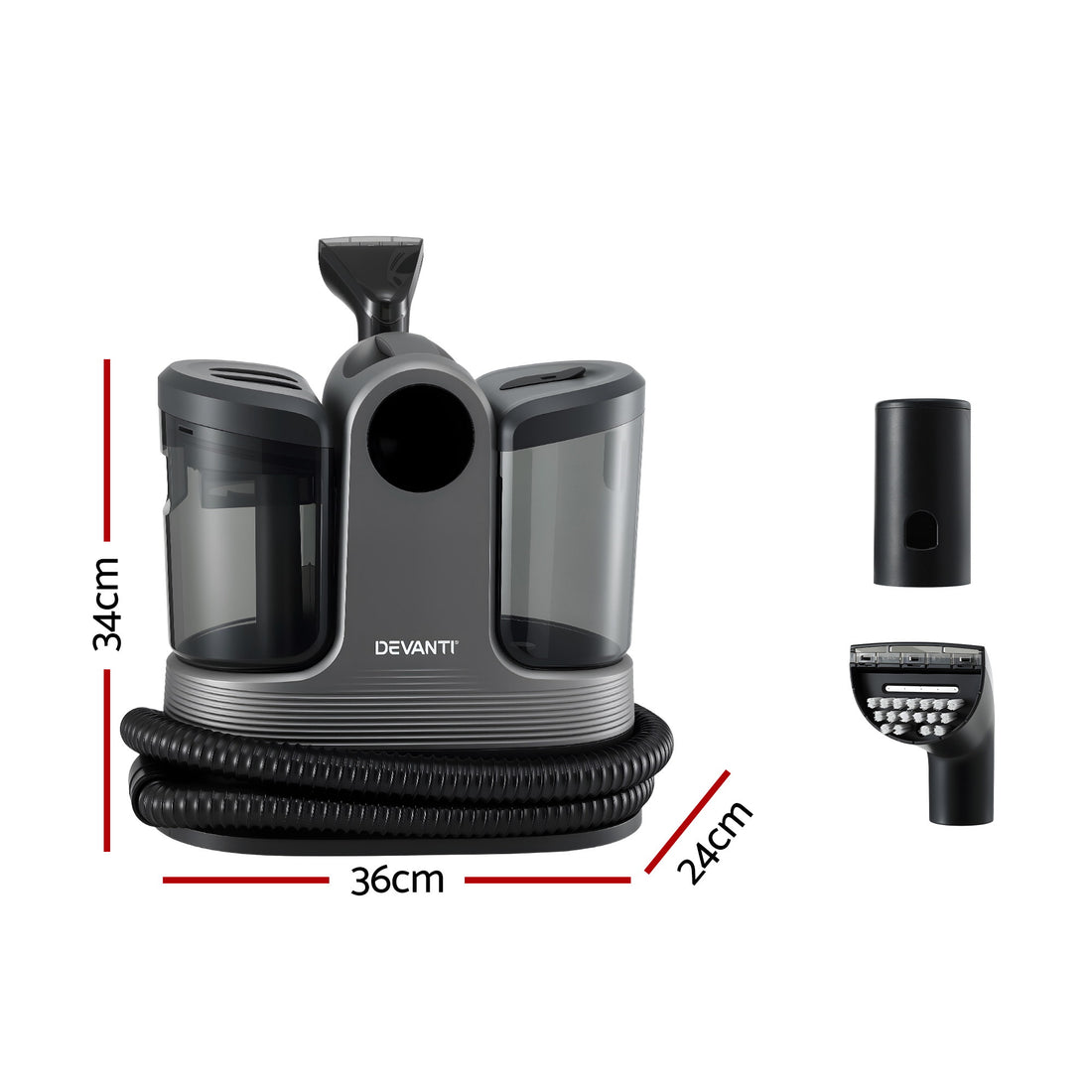 Devanti Carpet Washer Handheld Vacuum Cleaner 1700W 11kpa Rapid Heating Black-Appliances > Vacuum Cleaners > Stick Vacuums-PEROZ Accessories