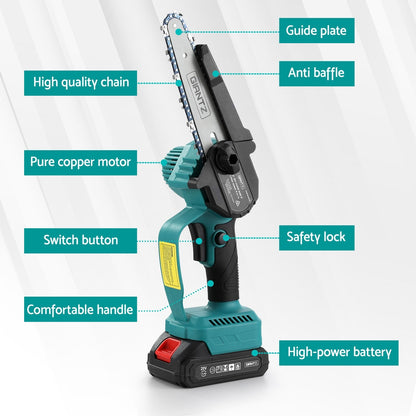 Giantz 6&quot; Mini Cordless Electric Chainsaw Rechargeable Wood Cutter-Tools &gt; Power Tools &gt; Chainsaws-PEROZ Accessories