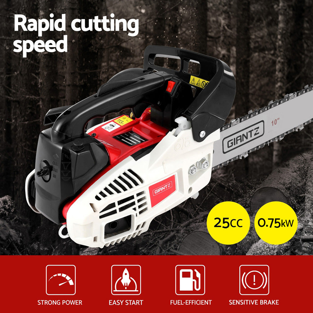 Giantz 25cc Petrol Chainsaw 10" Bar E-Start Tree Pruning Chain Saw-Tools > Power Tools > Chainsaws-PEROZ Accessories