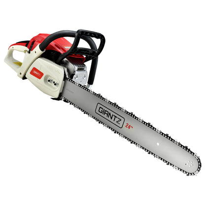 Giantz 65cc Petrol Chainsaw 24 Inch Bar Chain Saw Tree Pruner 2 Stroke E-Start-Tools > Industrial Tools-PEROZ Accessories