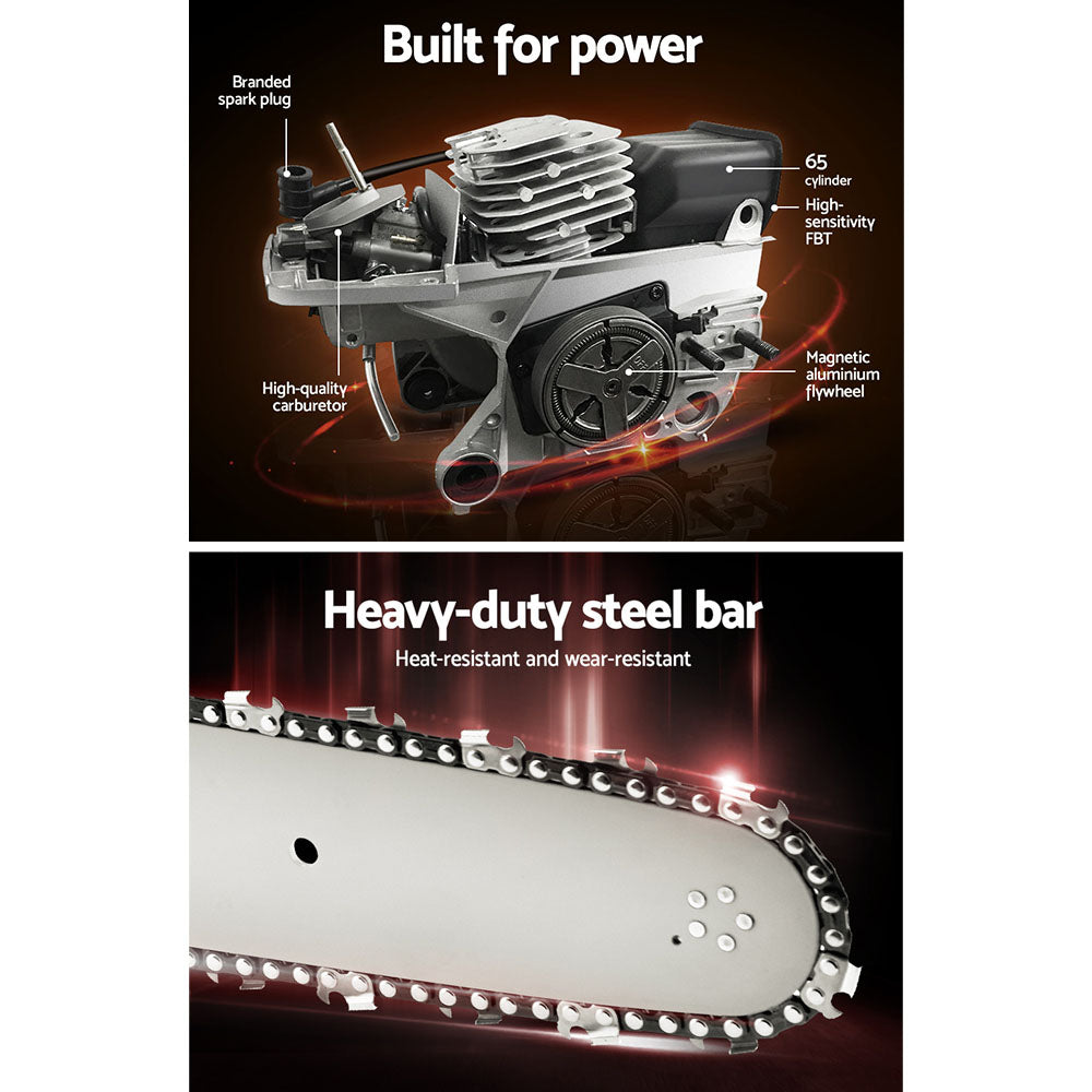 Giantz 65cc Petrol Chainsaw 24 Inch Bar Chain Saw Tree Pruner 2 Stroke E-Start-Tools > Industrial Tools-PEROZ Accessories