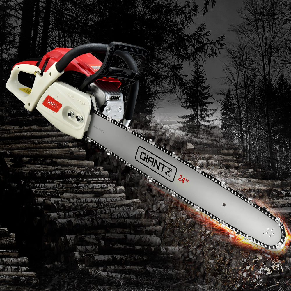 Giantz 65cc Petrol Chainsaw 24 Inch Bar Chain Saw Tree Pruner 2 Stroke E-Start-Tools > Industrial Tools-PEROZ Accessories