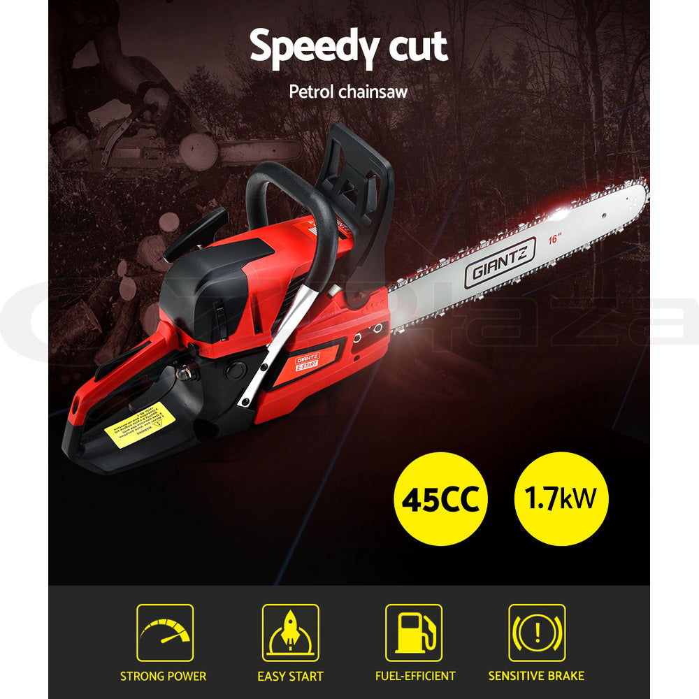Giantz Chainsaw Petrol 45CC 16" Bar Commercial E-Start Pruning Chain Saw 1.7kW-Tools > Power Tools-PEROZ Accessories
