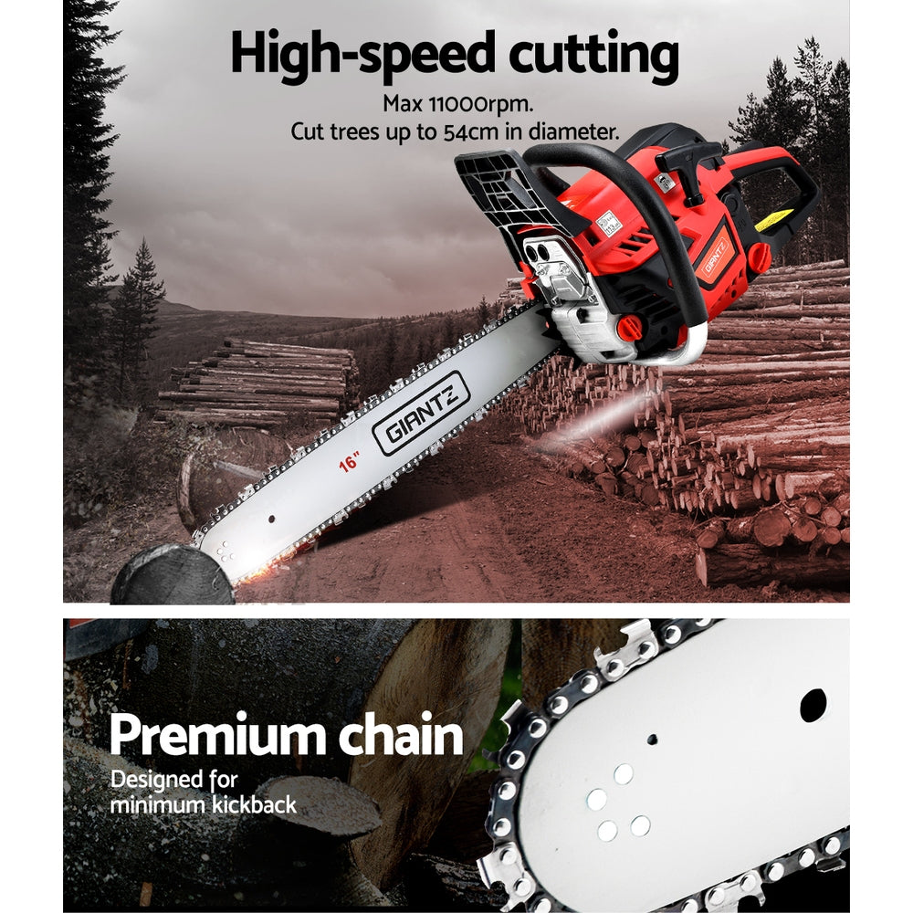 Giantz Chainsaw Petrol 45CC 16" Bar Commercial E-Start Pruning Chain Saw 1.7kW-Tools > Power Tools-PEROZ Accessories