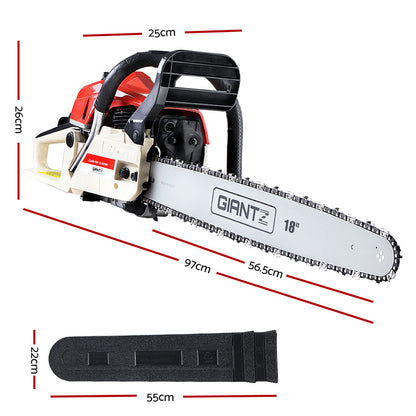 Giantz Chainsaw Petrol 45CC 18" Bar Commercial E-Start Pruning Chain Saw-Tools > Power Tools-PEROZ Accessories