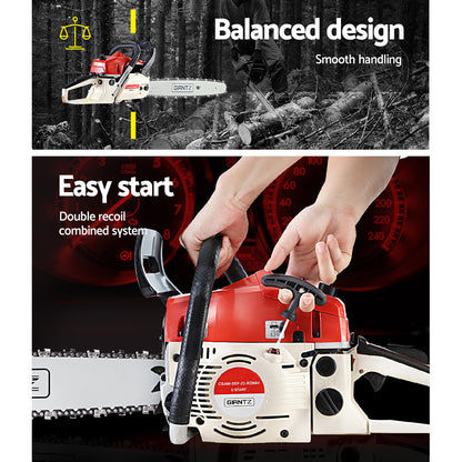 Giantz Chainsaw Petrol 45CC 18" Bar Commercial E-Start Pruning Chain Saw-Tools > Power Tools-PEROZ Accessories